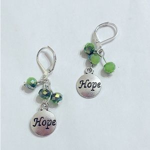 Clearance Sale HOPE handmade 925 stamped sterling silver charm earrings green